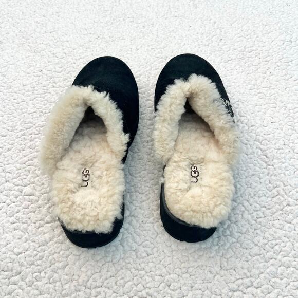 Ugg Black Solvang Suede Shearling Clogs - Picture 3 of 6